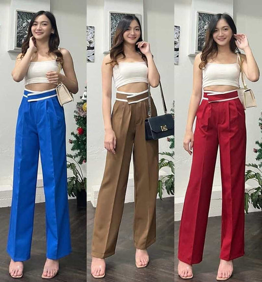 SALE LIVE !!(PACK - 3) Women's Flat Front Casual Straight-leg pants with Pockets