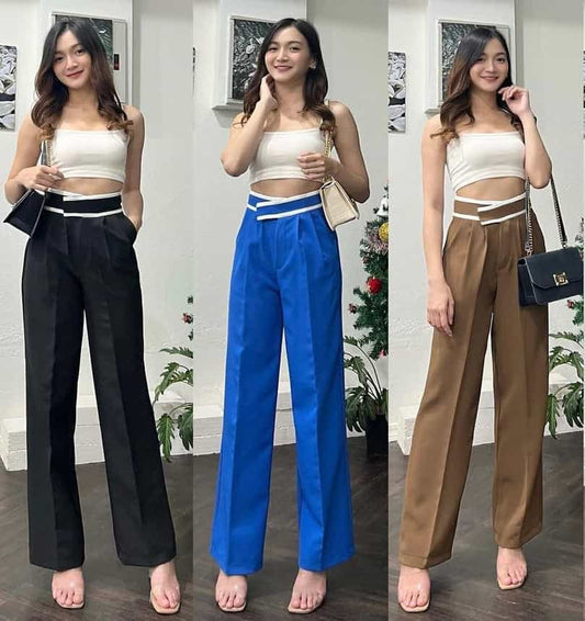 SALE LIVE !!(PACK - 3) Women's Flat Front Casual Straight-leg pants with Pockets